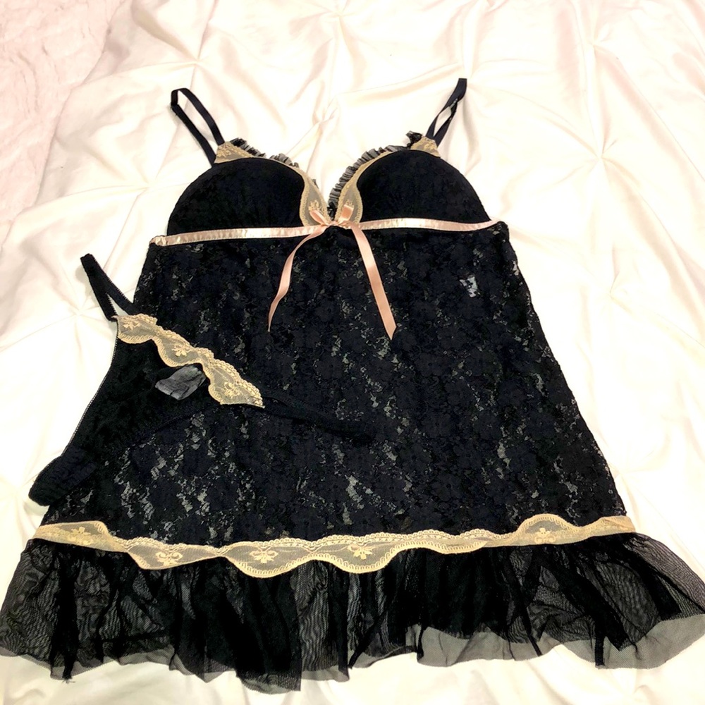 Cream and Black Lace Lingerie